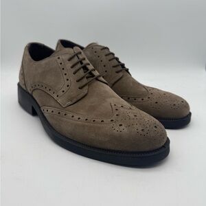 BRAND NEW Made in Italy IMAC Brown Suede Leather Wingtips Size 44 EU / 11 US